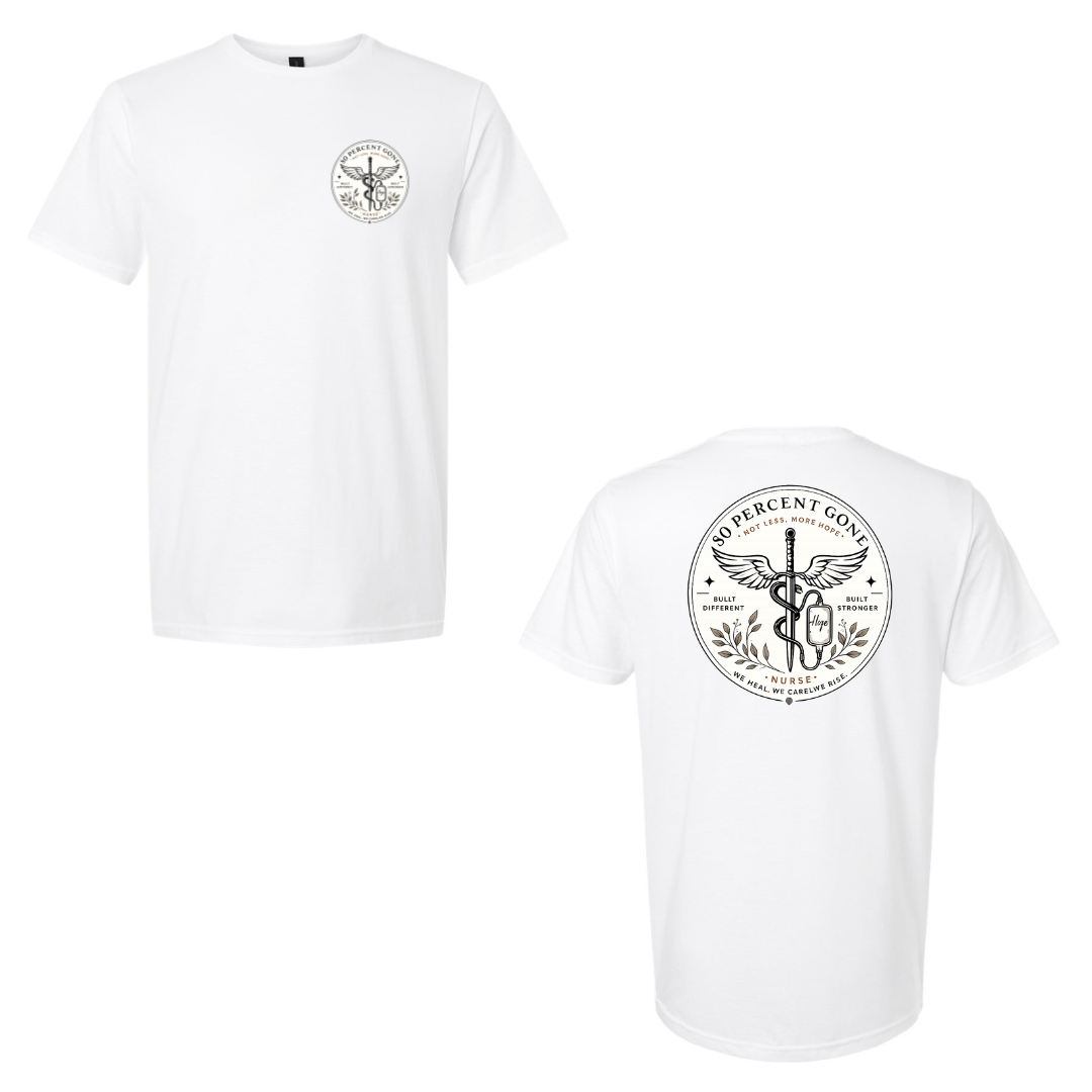 80 PERCENT GONE UNISEX NURSE LOGO T~SHIRT