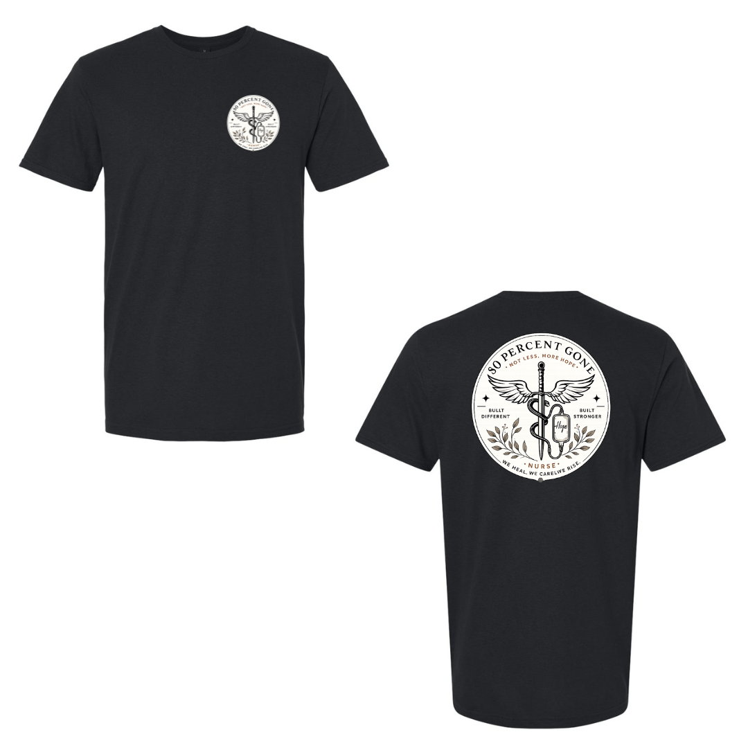 80 PERCENT GONE UNISEX NURSE LOGO T~SHIRT