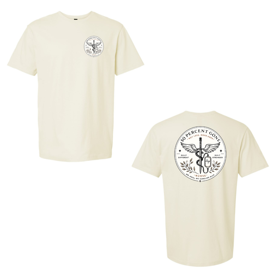 80 PERCENT GONE UNISEX NURSE LOGO T~SHIRT