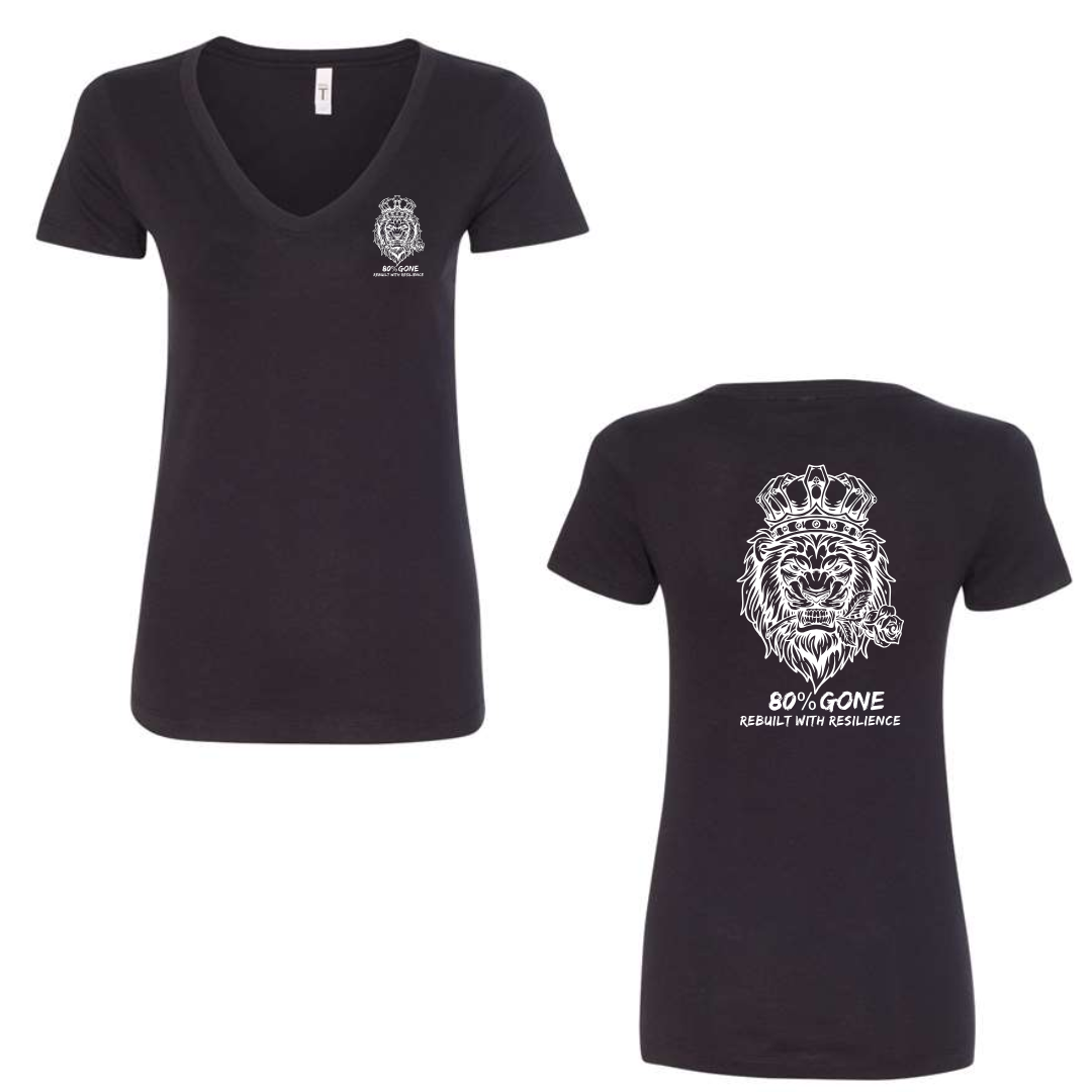 80 Percent Gone - Women's V-Neck Tee - Lion Logo