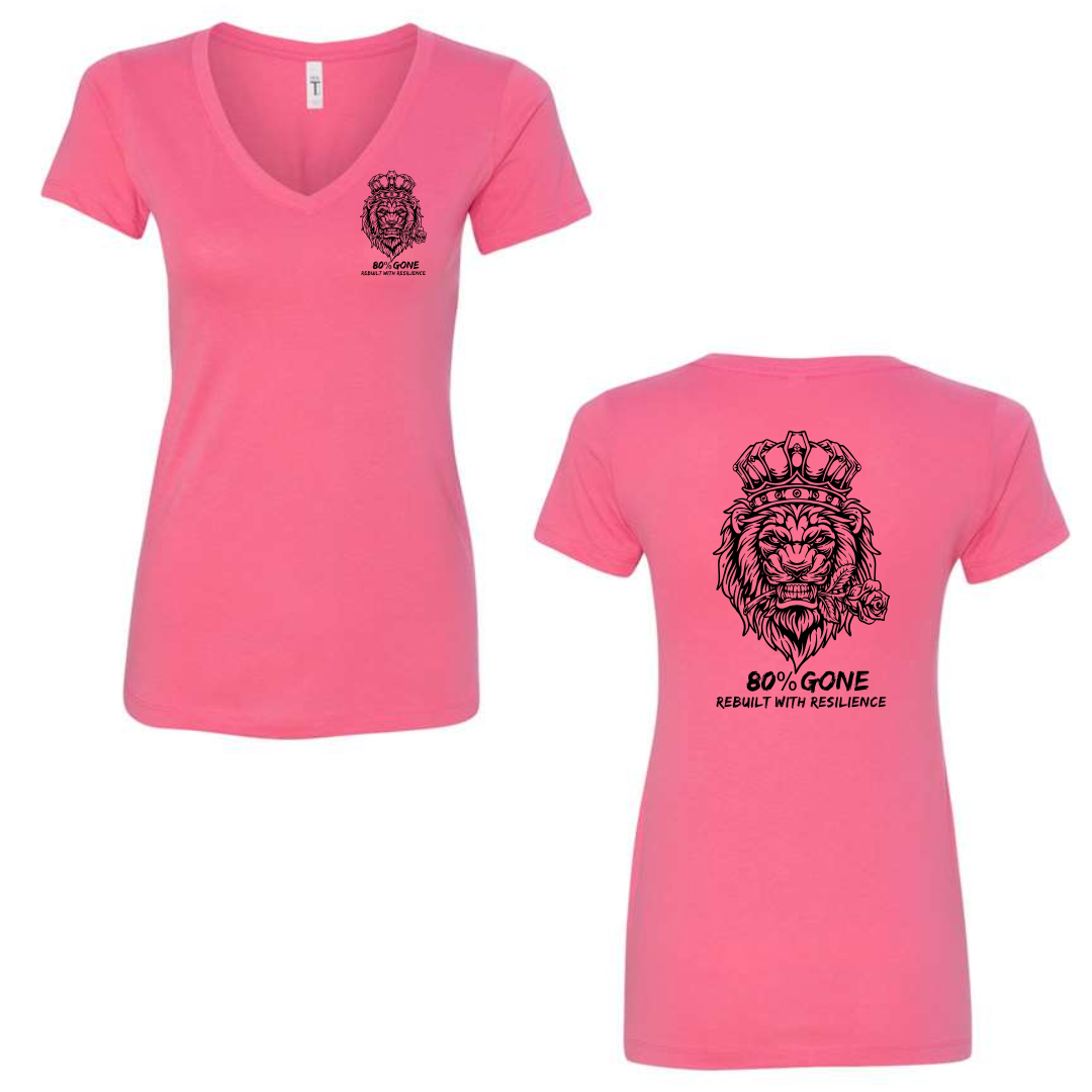 80 Percent Gone - Women's V-Neck Tee - Lion Logo