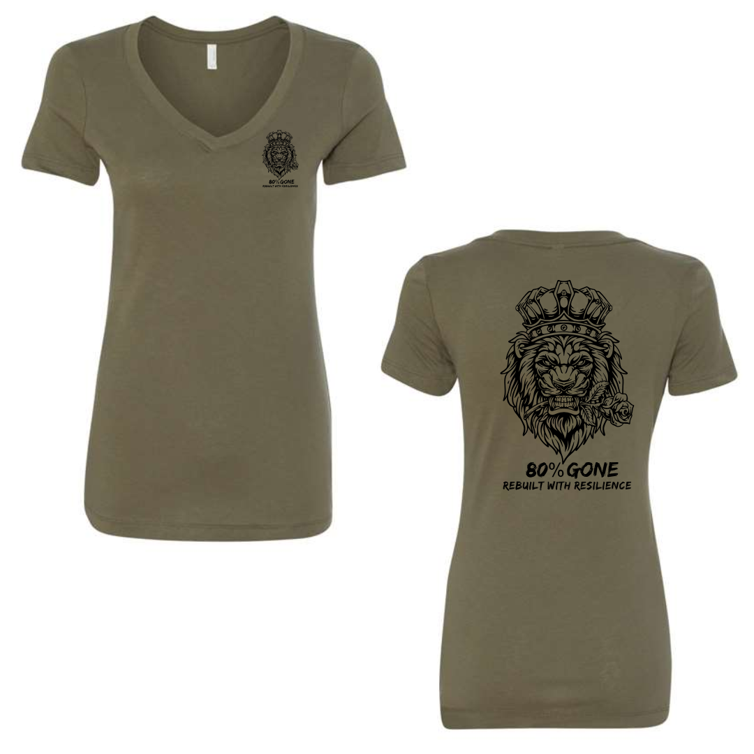 80 Percent Gone - Women's V-Neck Tee - Lion Logo