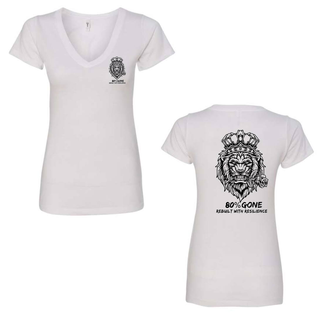 80 Percent Gone - Women's V-Neck Tee - Lion Logo