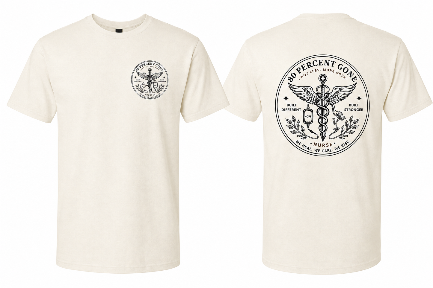 80 PERCENT GONE - UNISEX NURSE LOGO T-SHIRT